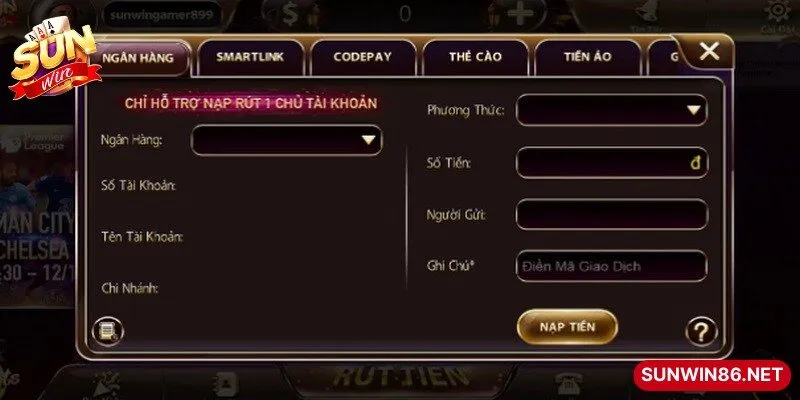 Nạp Tiền Sunwin Nhanh Chóng, An Toàn Qua Nhiều Hình Thức 3 Sunwin Nạp tiền Sunwin qua ngân hàng là phương thức phổ biến, tối ưu